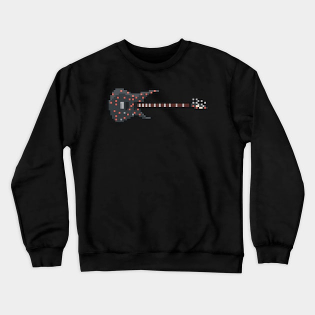 Pixel Black Speckled 7-String Head Guitar Crewneck Sweatshirt by gkillerb